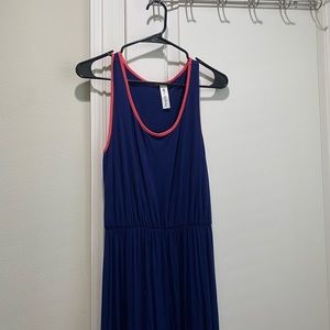 Blue and peach maxi dress